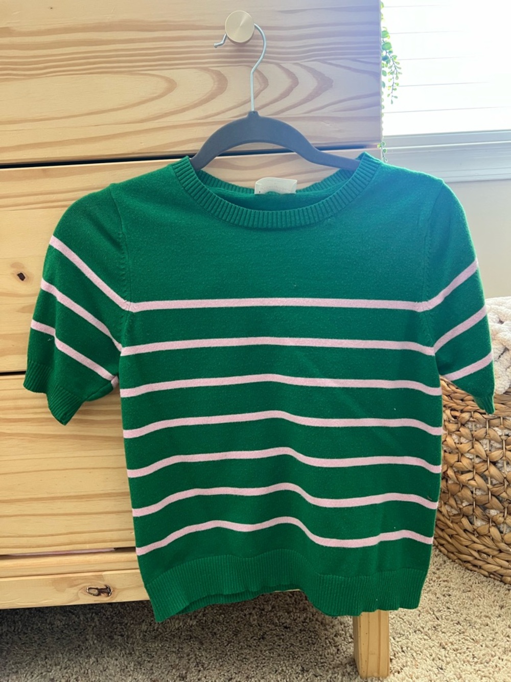 Green & Pink Striped Knit Top